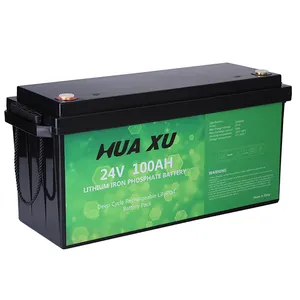 Huaxu-batería de litio de 24v, 100ah, 12v, 24v, 100ah, 200ah, 300ah, lifepo4, para batería solar, motocicleta eléctrica, RV, ATV