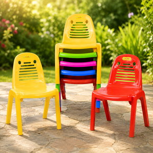 Chaise pour tout-petits en plastique écologique, dossier haut, siège ventilé, chaise d'apprentissage colorée pour la sécurité des enfants, maternelle, crèche - Product Image 1