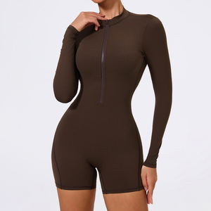 Shorts Romper Femme 3/4 Manches Longues Style Moulant Yoga Course Fessier Sculpté Sport Nouvelle Arrivée - Product Image 5