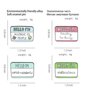 4 alfileres de solapa con cita de diálogo divertido en estilos personalizados Broches con serigrafí<span class=keywords><strong>a</strong></span> humorística para bolsos Esmalte duro de tela Listo para enviar - Product Image 3