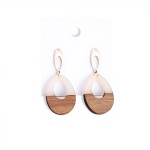 Pendientes de Aro Geométricos de la Mejor Calidad, Nuevos, para Mujer, de Madera y Resina, Plateados, Estilo Bohemia, Joyería de Moda para Bodas y Fiestas - Product Image 2