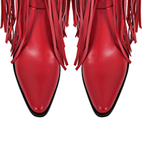 Bottes personnalisées à franges au-dessus du genou, à bout pointu, à talon épais, style cuissardes pour femme