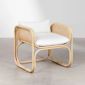 Silla de Salón Minimalista Moderna para Exteriores, Ratán Natural, Versátil, para Hoteles, Playas, Patios, Parques, Jardines - Boja - Product Image 2