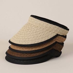 Sombrero Visera de Paja Vacaciones Verano 2025 Novedad Moda Color Sólido Visera Vacía para Playa y Exteriores - Product Image 1