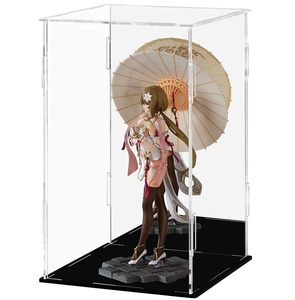 Acrylic Beanie Baby Display Case Clear Display Box with Mirror <strong>Assemble</strong> Countertop <strong>Cube</strong> for Collectibles, Action Figures - Product Image 1