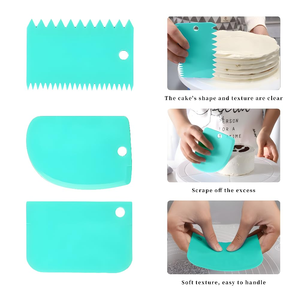 Juego de 3 piezas de silicona azul para repostería: cortador, espátula y alisador personalizado para pasteles y repostería - Product Image 2