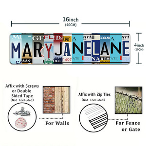 Plaque Métallique Style Plaque d'Immatriculation Rétro <span class=keywords><strong>Mary</strong></span> Jane Lane, Décoration Murale Thème Plage pour Salle de Bain, Maison, Bar, Man Cave, <span class=keywords><strong>Garage</strong></span>, Décoration Rustique - Product Image 3