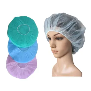 Одноразовая Нетканая полипропиленовая шляпа с зажимом, накладка на голову, сетка для волос, хирургическая докторская шляпа, круглая шляпа