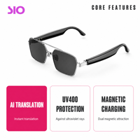 Lunettes Audio Intelligentes 5.3 UV400 IPX5 Double Chargement Magnétique Traduction Instantanée IA Enregistrement de Réunions
