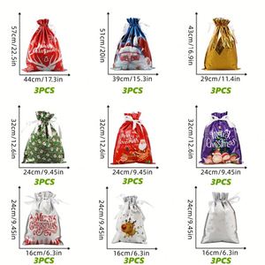 2026 New Design <b>Christmas</b> <b>Gift</b> Drawstring Pouches Bulk Xmas Candy Packaging Sacks Holiday Party Favors Small <b>Bags</b> Set - Product Image 2