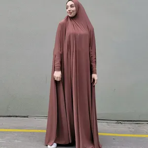 Turkey Eid Muslim Malaysia New Conservative Islamic Women's Loose Long Sleeve Long Women's Solid Color Abaya Dresses