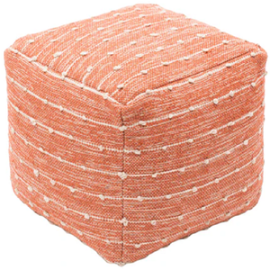 Pouf rond minimaliste en tissu de coton et de bambou, motif de feuillage artisanal, décoration murale mobile pour chambre à coucher, salon - Product Image 1