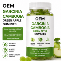 Gummies OEM Garcinia Cambogia Pomme Verte, Extrait de Garcinia 60 % HCA, Supplément de Café Vert et de Chrome