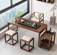 Balcon Table à thé et chaise Combinaison Style Kung Fu Home Study Bois massif Petit salon de thé Zen Nouveau design chinois