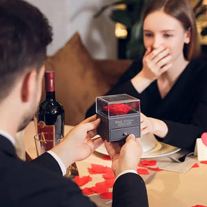 Collana con Cuore di Rosa Eterna Reale, <span class=keywords><strong>Fiori</strong></span> Decorativi Quadrati per Regali di San Valentino, Festa della Mamma, Natale in 100 Lingue - Product Image 5