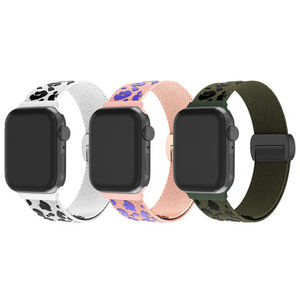 Montre tissée en nylon à fermoir magnétique en époxy imprimé léopard SmartWin pour Apple Watch Ultra 2 bandes 49mm pour Iwatch Series 10 9 8 7 41 42 - Product Image 1
