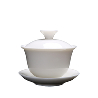 Große Keramik Tasse Tee schale Benutzer definiertes Logo Weißes Porzellan Hammel Fett Jade bedeckt Modernes chinesisches Kaffee & Tee Set Gaiwan