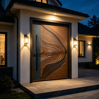 Pintu Masuk Aluminium Cor Modern Mewah Tahan Air dengan Tekstur Visual 3D Anti-Korosi untuk Eksterior Villa dengan Fitur Anti-Maling