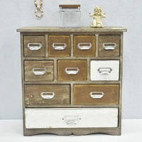 Boîte de rangement en bois vintage personnalisée petit tiroir en bois armoire de rangement de bureau avec 10 petits tiroirs organisateur de bijoux rustique