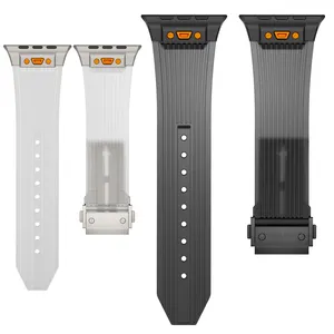 Di lusso in acciaio al titanio cinturino in metallo da uomo Silicone liquido in acciaio inox gomma per Smart Watch 49mm trasparente cinturino IWatch