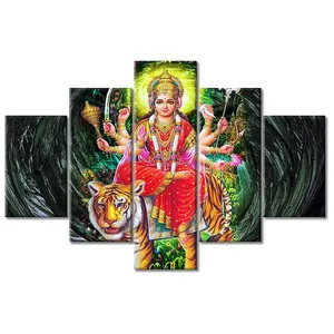 5 peças Hindu Lord Vishnu Canapatti Hindu deus Vishnu esticado emoldurado 5 painel lona cartaz impressão senhor krishna pinturas arte