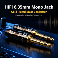 YIVO 6.5mm 1/4" TS Mono/TRS Stereo Headphone Plug 24K Konektor Audio HIFI Berlapis Emas Kuningan Tekstur Premium untuk Kabel Audio