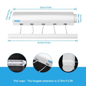 3.75 mètres ABS corde à <span class=keywords><strong>linge</strong></span> 5 lignes corde Auto enrouler lavage intérieur rétractable corde à <span class=keywords><strong>linge</strong></span> intérieur extérieur vêtements - Product Image 5