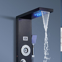 Panneau de douche mural en acier inoxydable avec robinets thermostatiques, jet de massage unique et panneau de douche LED de luxe
