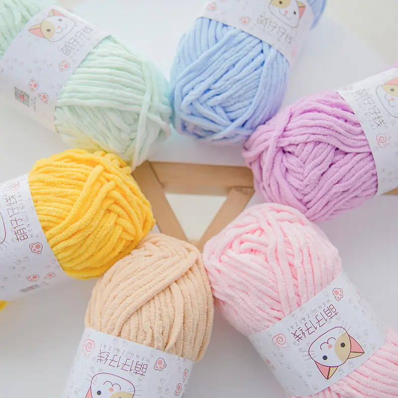 Đan Sợi Chất Liệu Gói 100% Polyester Chenille Sợi Crochet Sợi Cho Tự Làm Tay Đan