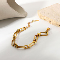 Bracelet rétro en acier inoxydable plaqué or 18 carats étanche personnalisé Vente en gros Cadeau de fête Bracelet chaîne à maillons rectangulaires pour femme