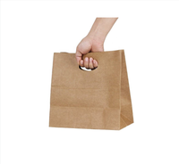 Sacs d'emballage en papier kraft kaki faits à la main automatique pour restaurant Sac à emporter personnalisé pour aliments