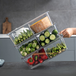 2 ngăn nhựa lưu trữ hộp thực phẩm rửa cống hộp rau tủ lạnh trong suốt lưu trữ <span class=keywords><strong>container</strong></span> cho nhà bếp - Product Image 6