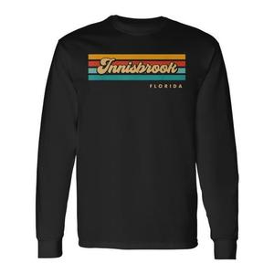 T-shirt a maniche lunghe Innisbrook Florida con design vintage a righe tramonto - Product Image 1