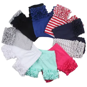 2022 Boutique solid colors kids triple ruffle icing shorts little girls summer ruffle cotton girl icing ruffle shorts