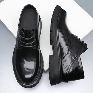 Chaussures Derby pour hommes en cuir véritable, bout rond, décontractées, pour le bureau, respirantes, flexibles, résistantes à l'usure, design classique moderne - Product Image 5