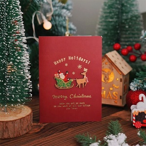 3D Embellished Christmas Greeting Cards Festive Designs Snowman Christmas Tree Santa for Holiday Wishes Holiday Greeting Card - Product Image 2