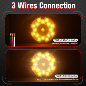 2 feux arrière ronds ambre à 17 LED de 7 pouces avec montage en surface à 4 trous pour camping-cars, camions, remorques, bus, fourgonnettes, étanches IP65 - Product Image 2