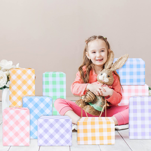 Summer Plaid Waterproof Floral Wrapping <b>Paper</b>, Matte & Pearlescent Grid Flower Bouquet Packaging <b>Paper</b> for Gift <b>Packing</b> - Product Image 2