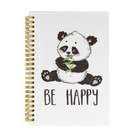 Kawaii Cartoon Bear A5 Spiral Diary Notebooks Hardcover Printed Paper Cover Thread Sewing Bound for Students School Use
