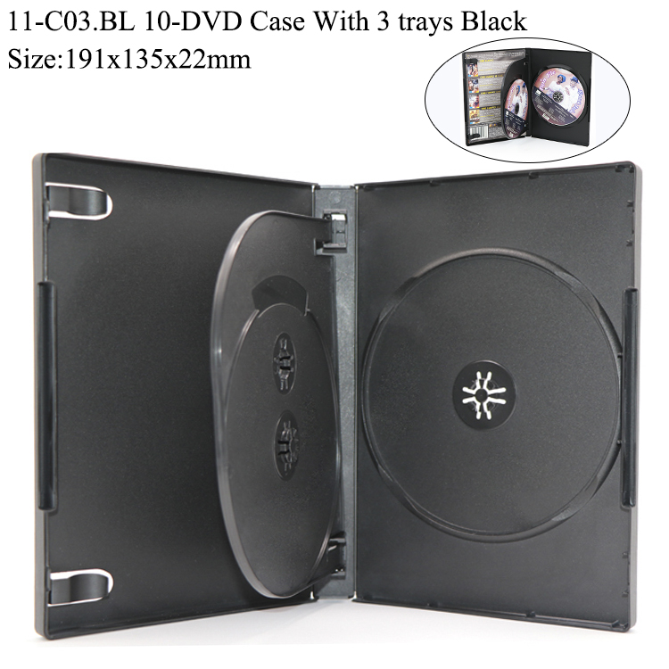 C03&nbsp;:&nbsp;boîtier 3&nbsp;DVD de 22&nbsp;mm, noir