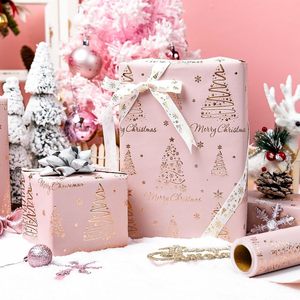 Pink Christmas Wrapping Paper 17 In X 32.8 Ft Single Side Recyclable Gift Craft Holiday Use - Product Image 4