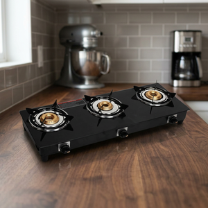 Brûleur de cuisinière à gaz polyvalent en verre trempé à 3 anneaux avec design compact pour la cuisine domestique, vente en gros B2B Inde - Product Image 4