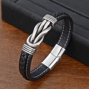 <span class=keywords><strong>Bracelet</strong></span> pour homme en cuir véritable vintage de haute qualité avec fermoir magnétique en acier inoxydable Forever Link pour cadeau - Product Image 5