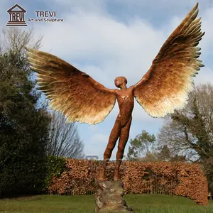 클래식 야외 그리스 스타일 천사 조각 예술 청동 가을 천사 이카루스 동상
