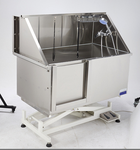 Bañera Eléctrica para Mascotas YM-986B <span class=keywords><strong>de</strong></span> Acero Inoxidable 304 con Elevación en X, Puerta Corredera, Escalón Antideslizante y Protector Antisalpicaduras Elevado - Product Image 2