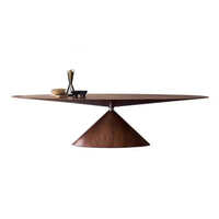 Table basse ovale minimaliste italienne en bois massif, design soucoupe volante, table centrale de luxe pour salon et bureau