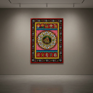 Peinture Radha Krishna Pattachitra |   Décoration murale d'art populaire indien traditionnel |   Œuvre d'art ethnique mythologique faite à la main - Product Image 4