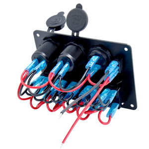 Panneau de commutation combiné 5+4 avec prise en forme de bateau bleue, allume-cigare et jauge pour la mise à niveau et la rénovation automobile - Product Image 1