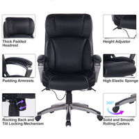 VANBOW Boss Chaise de bureau pour cadres Mobilier commercial moderne Ergonomique Noir PU Cuir Confortable Siège Pivotant Réglable