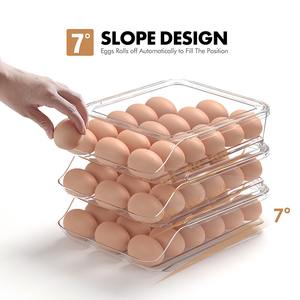 เครื่องจ่ายไข่อัตโนมัติ2ชั้นปราศจากสาร BPA ถาดใส่ไข่ในห้องครัวที่ทันสมัยภาชนะใส่ไข่หมุนได้ประหยัดพื้นที่ตู้เย็นอาหาร - Product Image 5